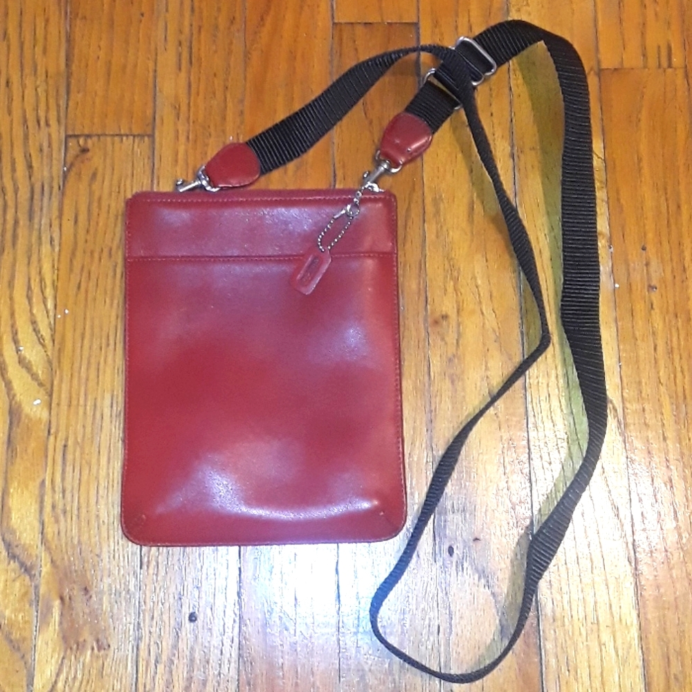 Coach Red Leather Crossbody Bag 8x6.5